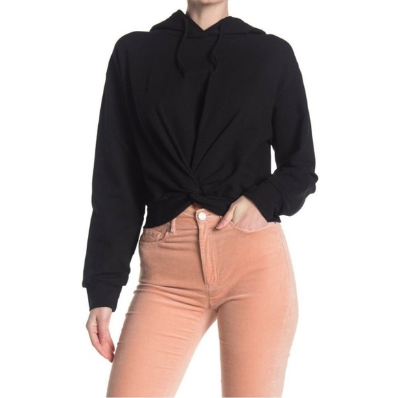 Abound {Nordstrom} Hoodie Twist Front Black cropped - Picture 1 of 8